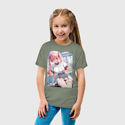 Футболка хлопковая детская Медсестричка сделает тебе укол любви - пышная аним, цвет: авокадо — фото 2