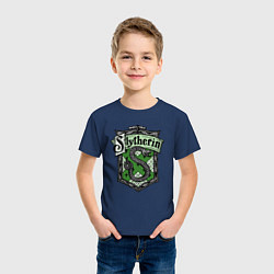 Футболка хлопковая детская Slytherin emblem, цвет: тёмно-синий — фото 2