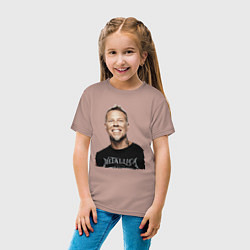 Футболка хлопковая детская James Alan Hetfield - Metallica leader, цвет: пыльно-розовый — фото 2