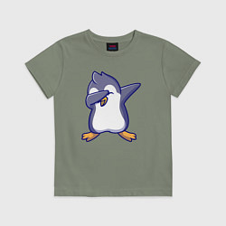Футболка хлопковая детская Dab penguin, цвет: авокадо