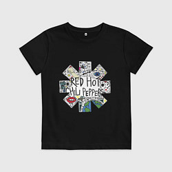 Футболка хлопковая детская RHCP - logo with songs, цвет: черный