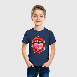 Футболка хлопковая детская I love you, цвет: тёмно-синий — фото 2