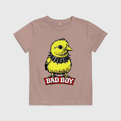 Футболка хлопковая детская Bad boy chicken, цвет: пыльно-розовый