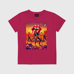 Футболка хлопковая детская Rolling Stones - outdoor performance, цвет: маджента