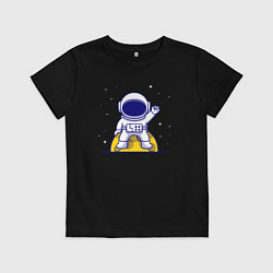 Футболка хлопковая детская Приветик с луны, цвет: черный
