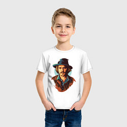 Футболка хлопковая детская Джонни Депп, цвет: белый — фото 2