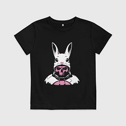 Футболка хлопковая детская Череп - кролик, цвет: черный