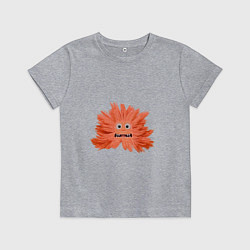 Футболка хлопковая детская Рыжий пушистый монстрик, цвет: меланж