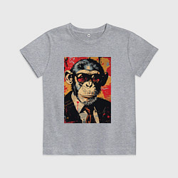 Футболка хлопковая детская Деловой шимпанзе в смокинге, цвет: меланж