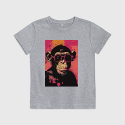 Футболка хлопковая детская Крутая обезьянка, цвет: меланж