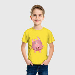 Футболка хлопковая детская Cartoon monster pink, цвет: желтый — фото 2