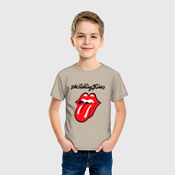 Футболка хлопковая детская Rolling Stones - logo, цвет: миндальный — фото 2