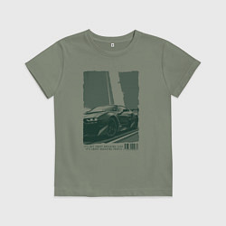 Футболка хлопковая детская Постер спорткара, цвет: авокадо