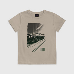 Футболка хлопковая детская Гоночный спорткар, цвет: миндальный