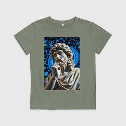 Футболка хлопковая детская Античность и математика, цвет: авокадо