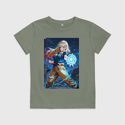 Футболка хлопковая детская Марин Китагава косплей Dragon Ball, цвет: авокадо