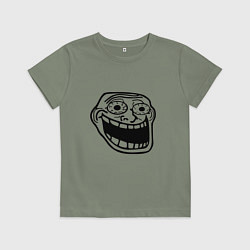 Футболка хлопковая детская Омега тролл фейс мем, цвет: авокадо