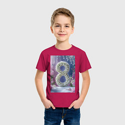 Футболка хлопковая детская Ландыши к 8 марта на снегу, цвет: маджента — фото 2