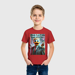 Футболка хлопковая детская Donald Duck Trump and James Duck Vance, цвет: красный — фото 2