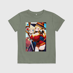 Футболка хлопковая детская Марин Китагава косплей Мегумин, цвет: авокадо
