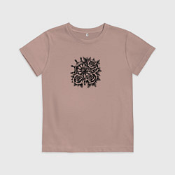 Футболка хлопковая детская Штурвал в розах тату, цвет: пыльно-розовый