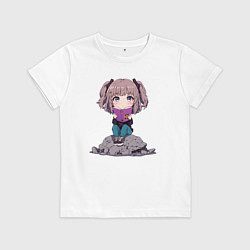 Футболка хлопковая детская Аниме тиби и книга, цвет: белый
