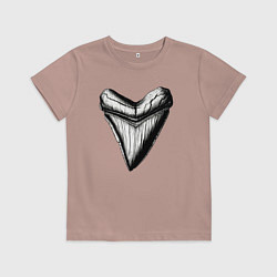 Футболка хлопковая детская Зуб мегалодона, цвет: пыльно-розовый
