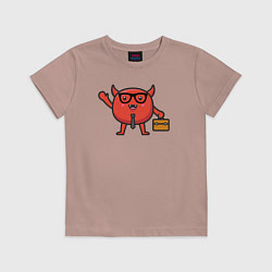 Футболка хлопковая детская Офисный дьяволёнок, цвет: пыльно-розовый
