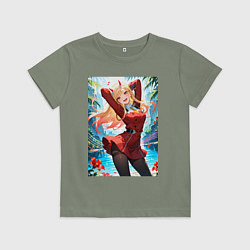 Футболка хлопковая детская Марин Китагава косплей 002 Darling in the Franxx, цвет: авокадо