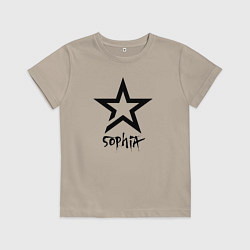 Футболка хлопковая детская София - звезда, цвет: миндальный