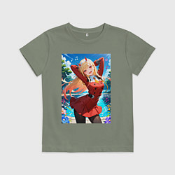 Футболка хлопковая детская Марин Китагава косплей 002 Darling in the Franxx, цвет: авокадо