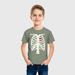 Футболка хлопковая детская Сердце в скелете, цвет: авокадо — фото 2
