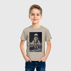 Футболка хлопковая детская Полупрозрачный инопланетянин, цвет: миндальный — фото 2