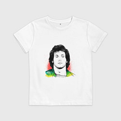 Футболка хлопковая детская Stallone: Портрет Рэмбо, цвет: белый