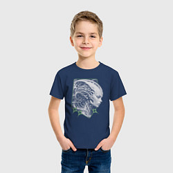 Футболка хлопковая детская Внеземная кибер-девушка, цвет: тёмно-синий — фото 2