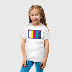 Футболка хлопковая детская Ретро телевизор, цвет: белый — фото 2