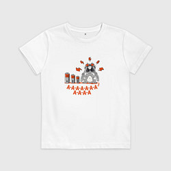 Футболка хлопковая детская А-а-а кричит заяц, цвет: белый