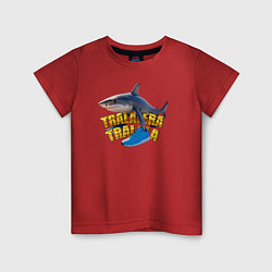 Футболка хлопковая детская Brainrot shark memes meme, цвет: красный