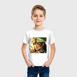 Футболка хлопковая детская Анимэ арт индеец - лицо крупно, цвет: белый — фото 2