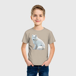 Футболка хлопковая детская Белая северная лиса, цвет: миндальный — фото 2