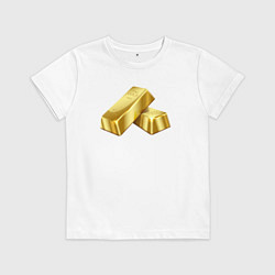 Футболка хлопковая детская Два слитка золота, цвет: белый