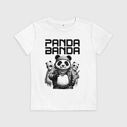 Футболка хлопковая детская Панда и его пацаны - банда, цвет: белый