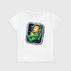 Футболка хлопковая детская Барт Симпсон с сэндвичем в космосе - нейроарт, цвет: белый