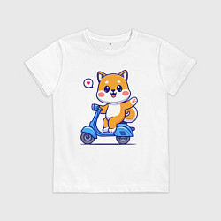 Футболка хлопковая детская Собачка на мотороллере, цвет: белый