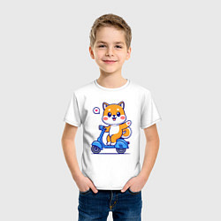 Футболка хлопковая детская Собачка на мотороллере, цвет: белый — фото 2