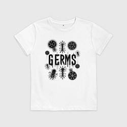 Футболка хлопковая детская Микробы вирусы и бактерии, цвет: белый