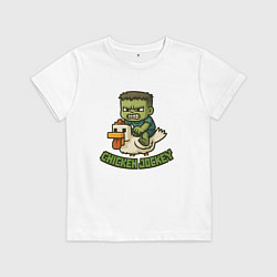 Футболка хлопковая детская Зомби наездник, цвет: белый