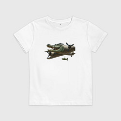 Футболка хлопковая детская Бомбардиро крокодило, цвет: белый