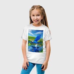 Футболка хлопковая детская Попугай ловит рыбу, цвет: белый — фото 2