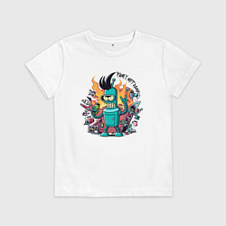 Футболка хлопковая детская Панк Бендер с банкой лимонада, цвет: белый